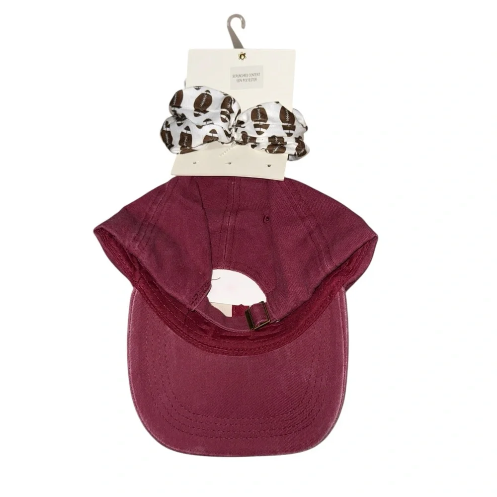 Sincerely Jules Burgundy and Cream Cap with Scrunchies - Picture 6 of 6
